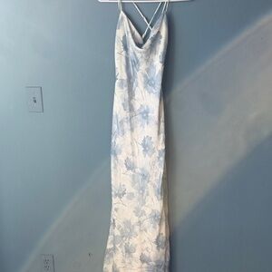 12th Tribe Blue and White Floral Maxi Dress
